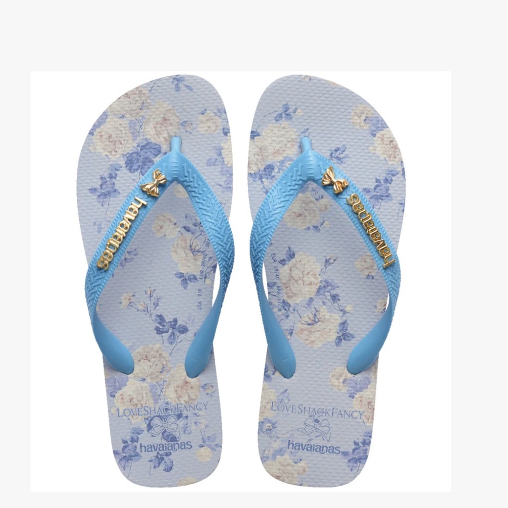 LoveShackFancy x Havaianas Blue Floral Flip Flops